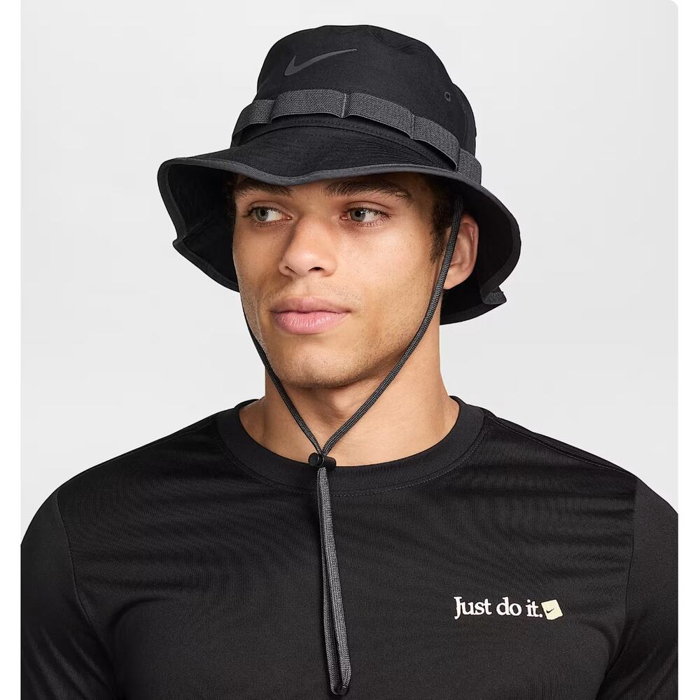 Nike NWT Apex Dri-FIT Bucket Hat Sustainable Black Unisex Medium Streetwear - Picture 2 of 7